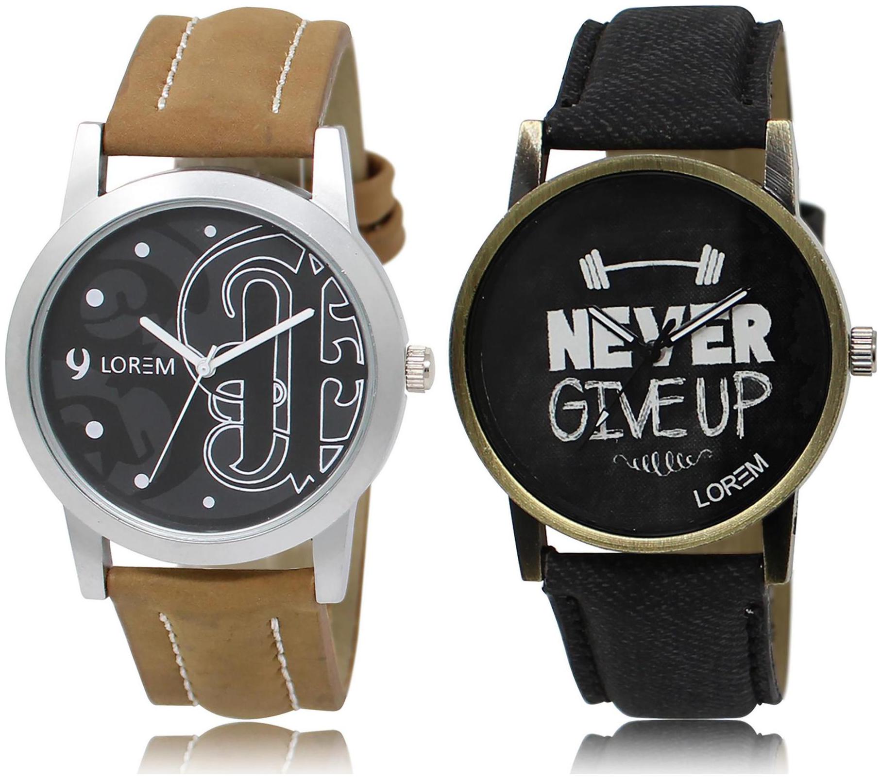 

LOREM LR14-27 Black Round Boy s Leather Wrist Watch