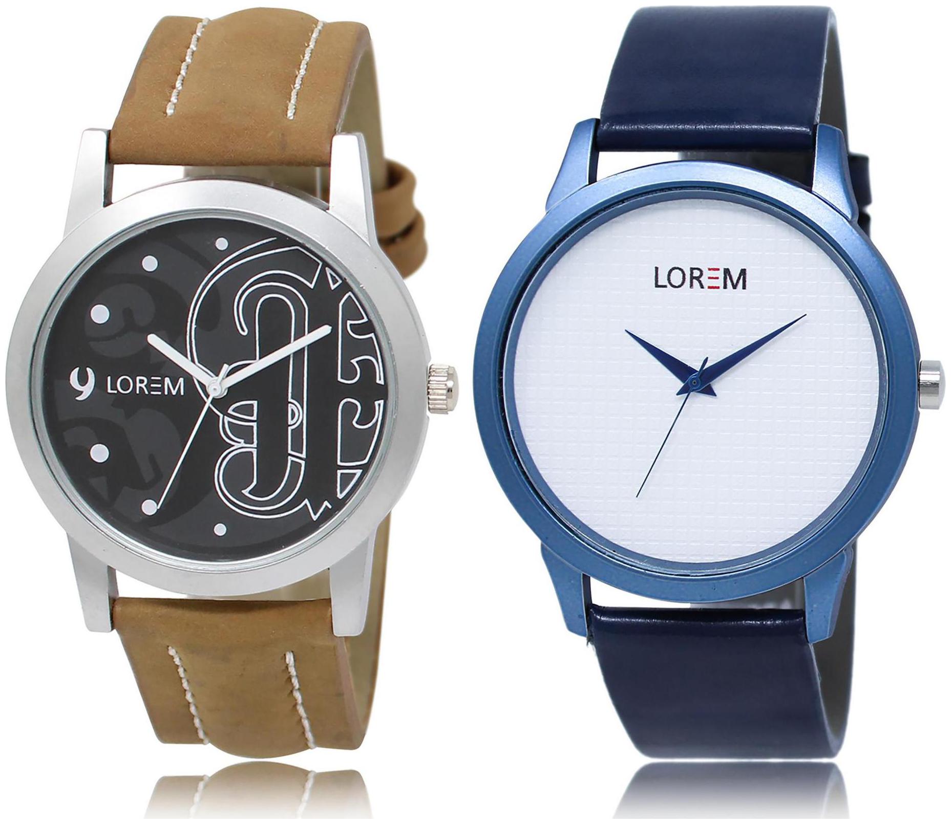 

LOREM LR14-33 White Black Round Boy s Leather Wrist Watch