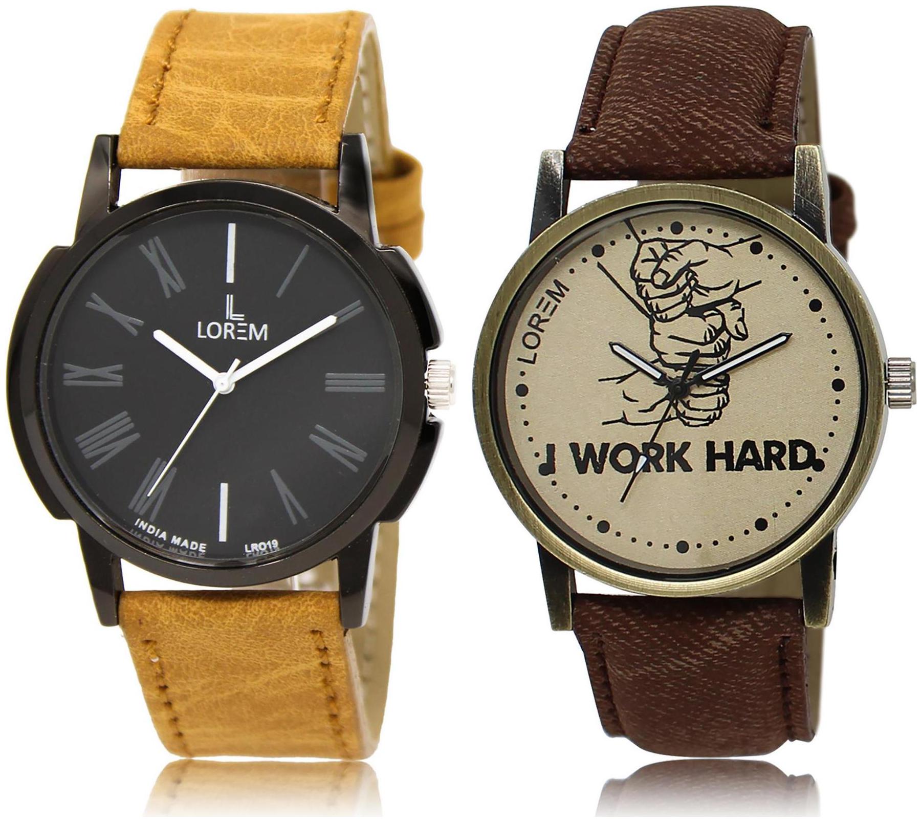 

LOREM LR19-29 Grey Black Round Boy s Leather Wrist Watch