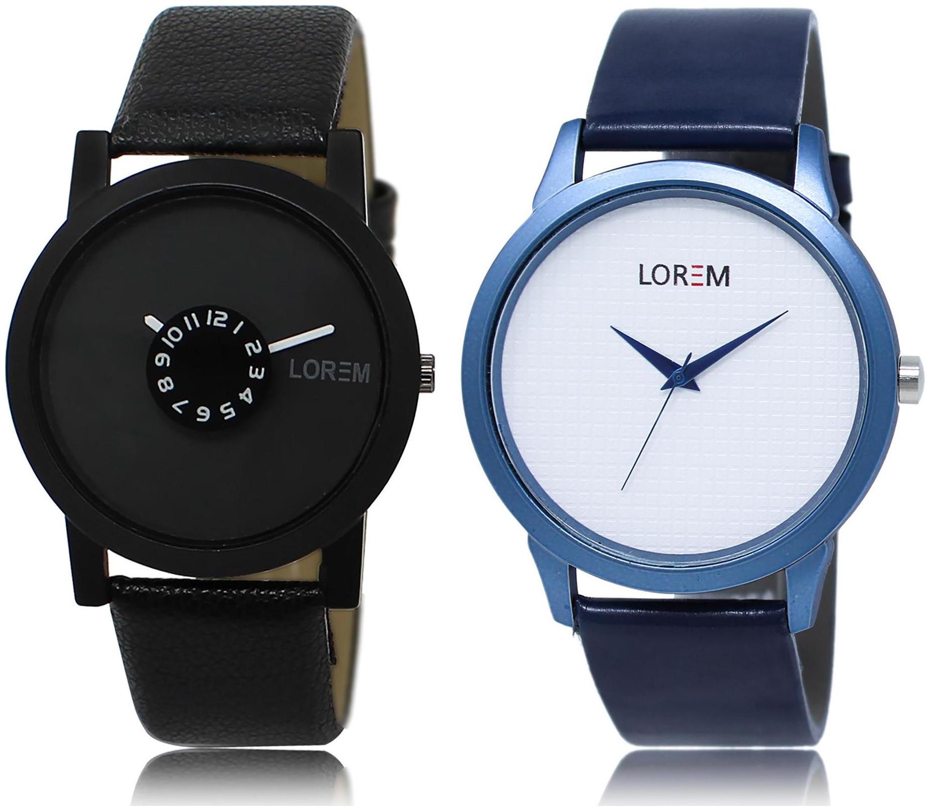 

LOREM LR25-33 White Black Round Boy s Leather Wrist Watch