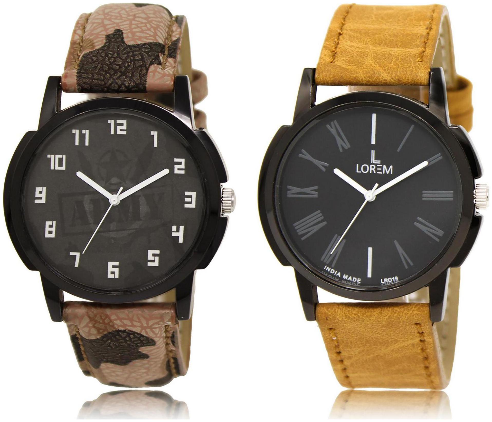 

LOREM LR3-19 Black Round Boy s Leather Wrist Watch