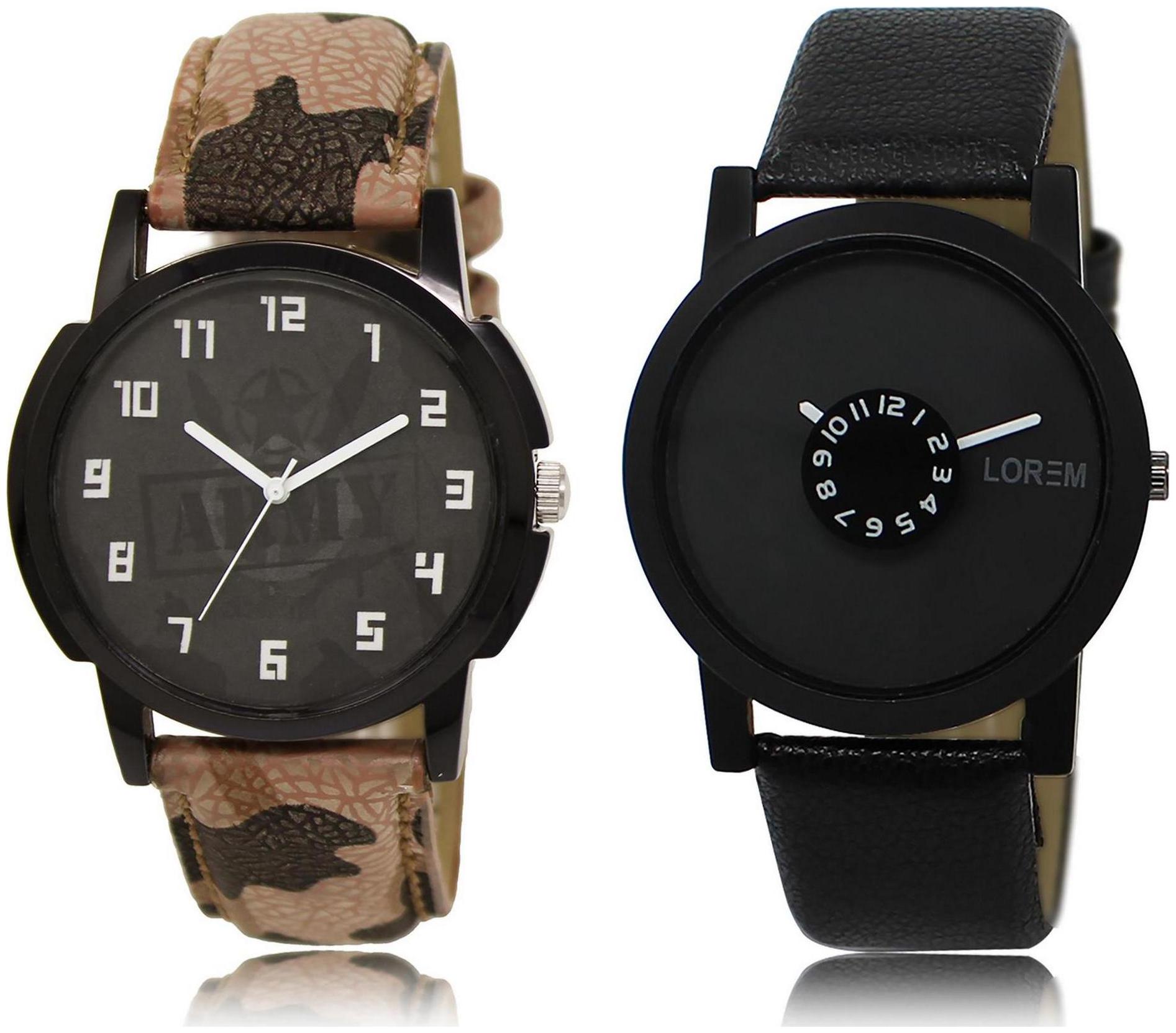 

LOREM LR3-25 Black Round Boy s Leather Wrist Watch