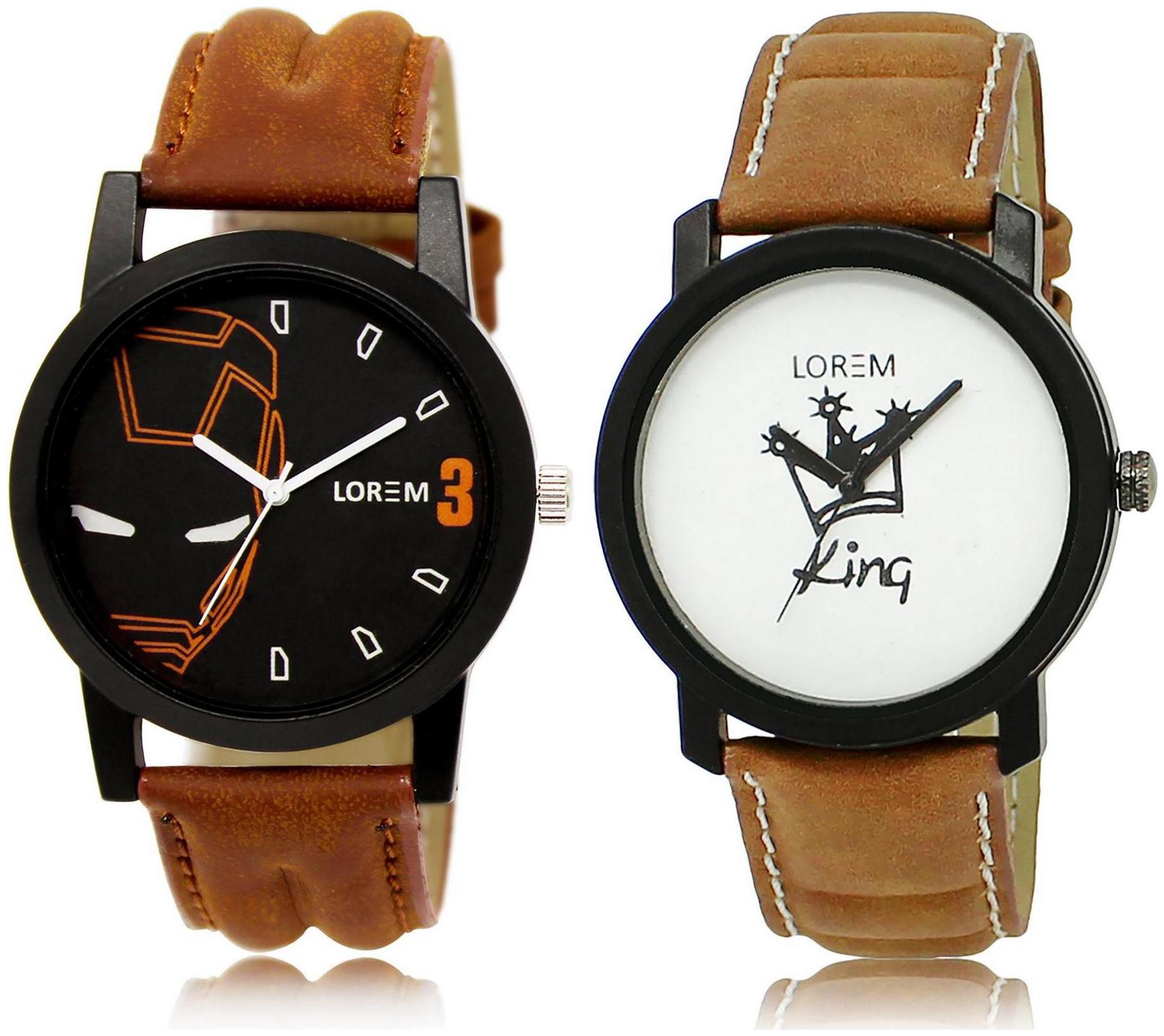 

LOREM LR4-18 White Black Round Boy s Leather Wrist Watch