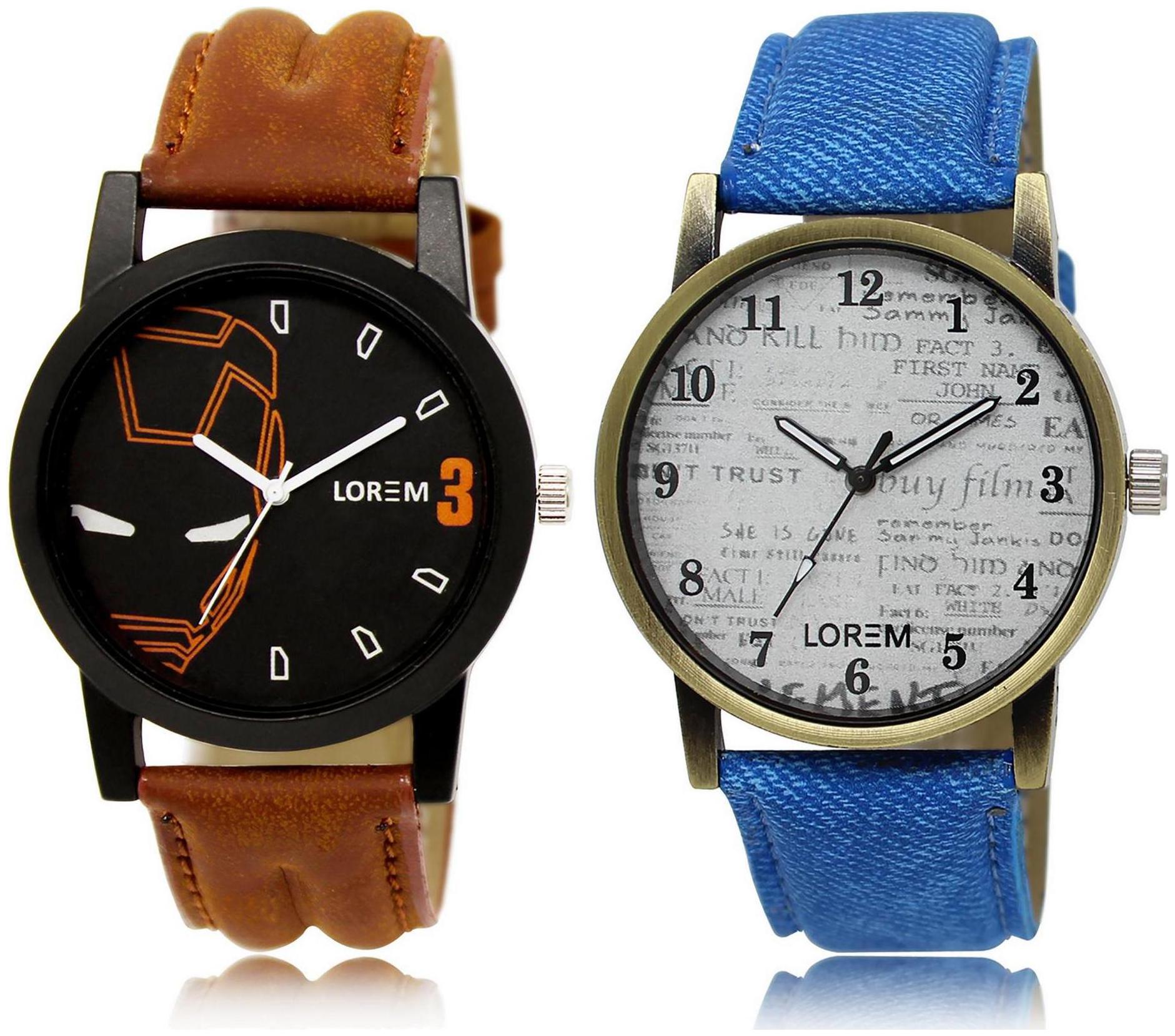 

LOREM LR4-28 White Black Round Boy s Leather Wrist Watch