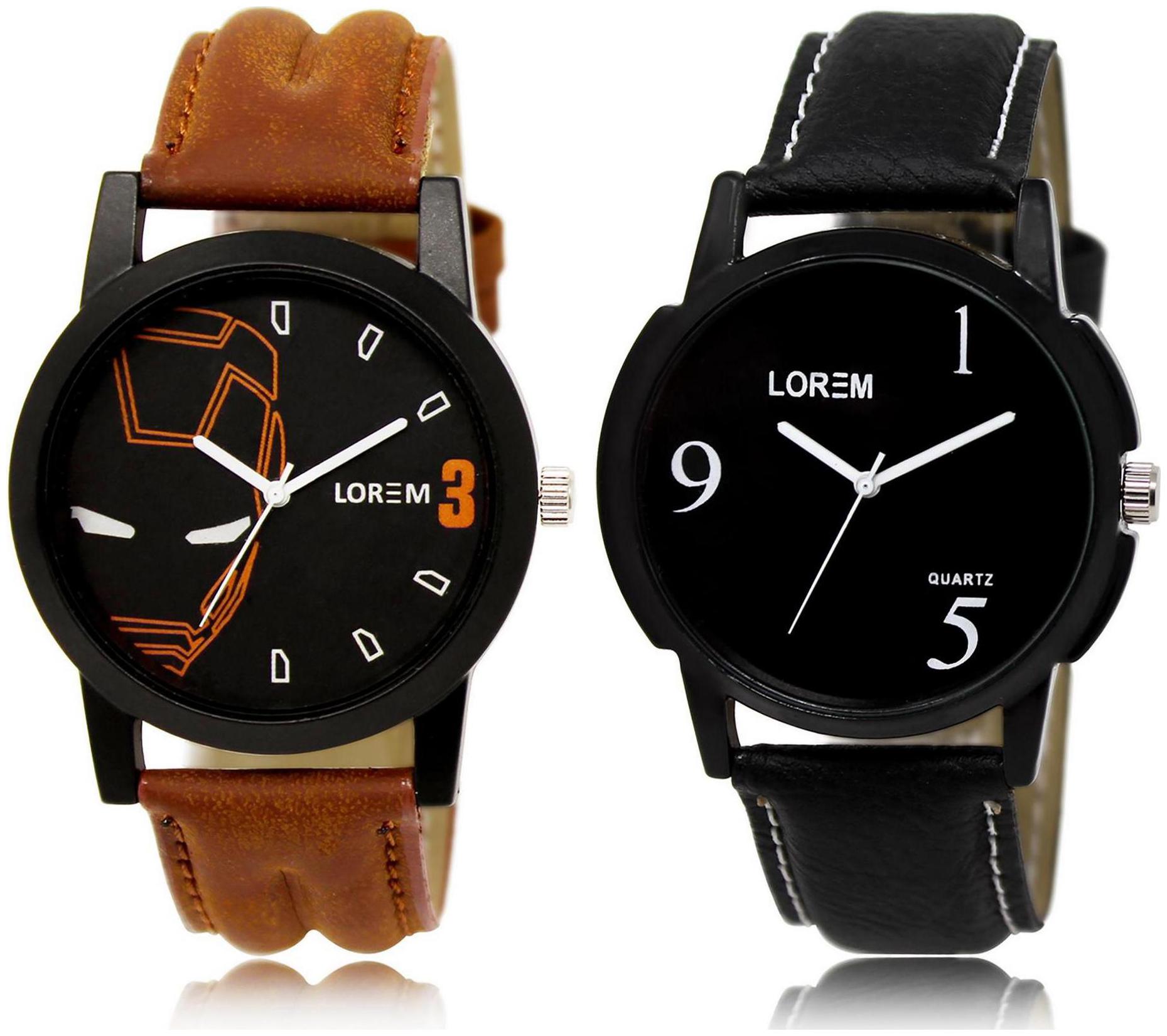 

LOREM LR4-6 Black Round Boy s Leather Wrist Watch