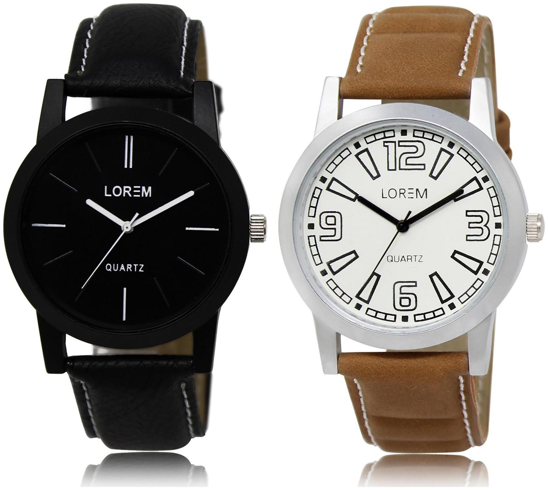 

LOREM LR5-15 White Black Round Boy s Leather Wrist Watch