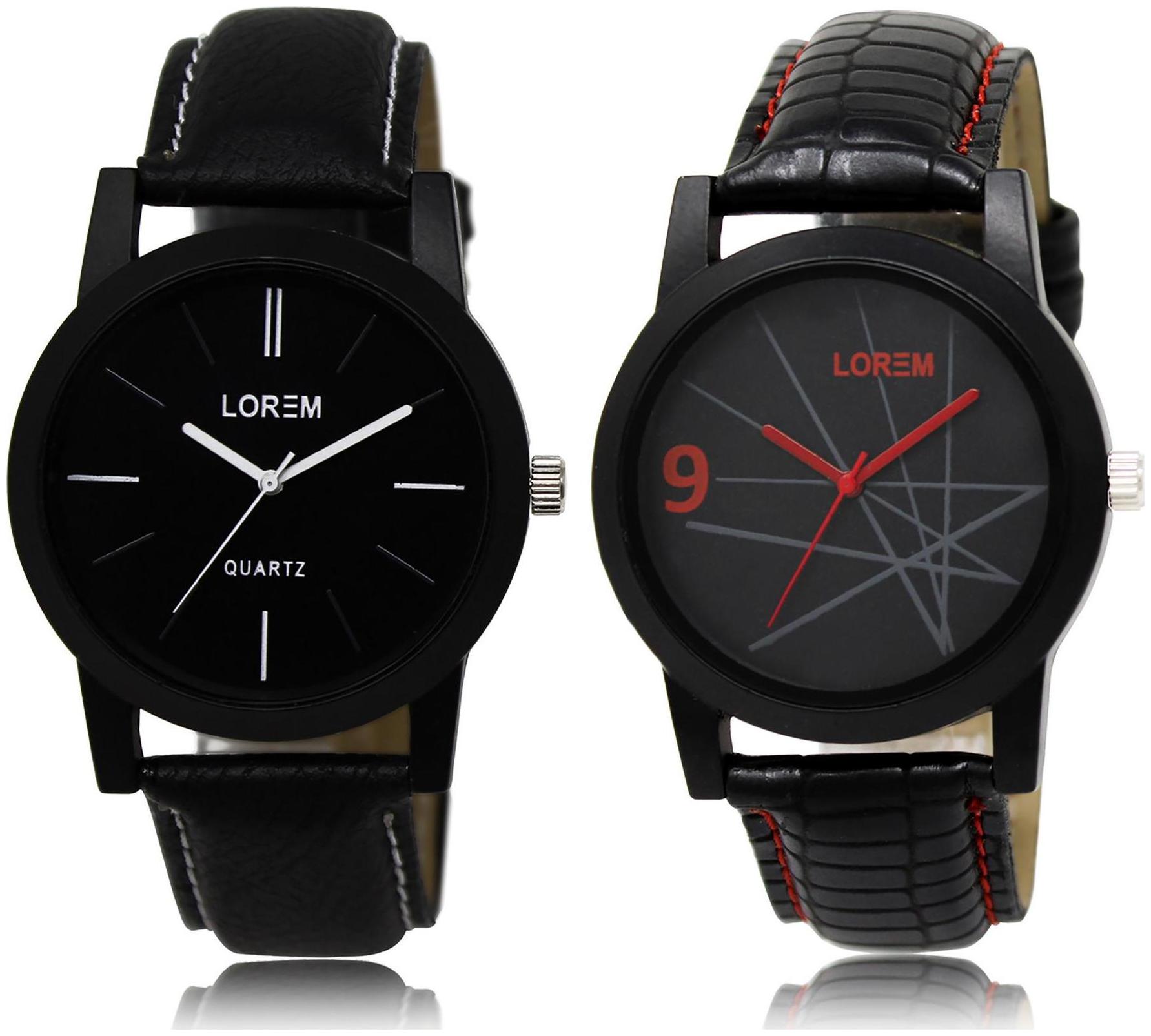 

LOREM LR5-8 Black Round Boy s Leather Wrist Watch