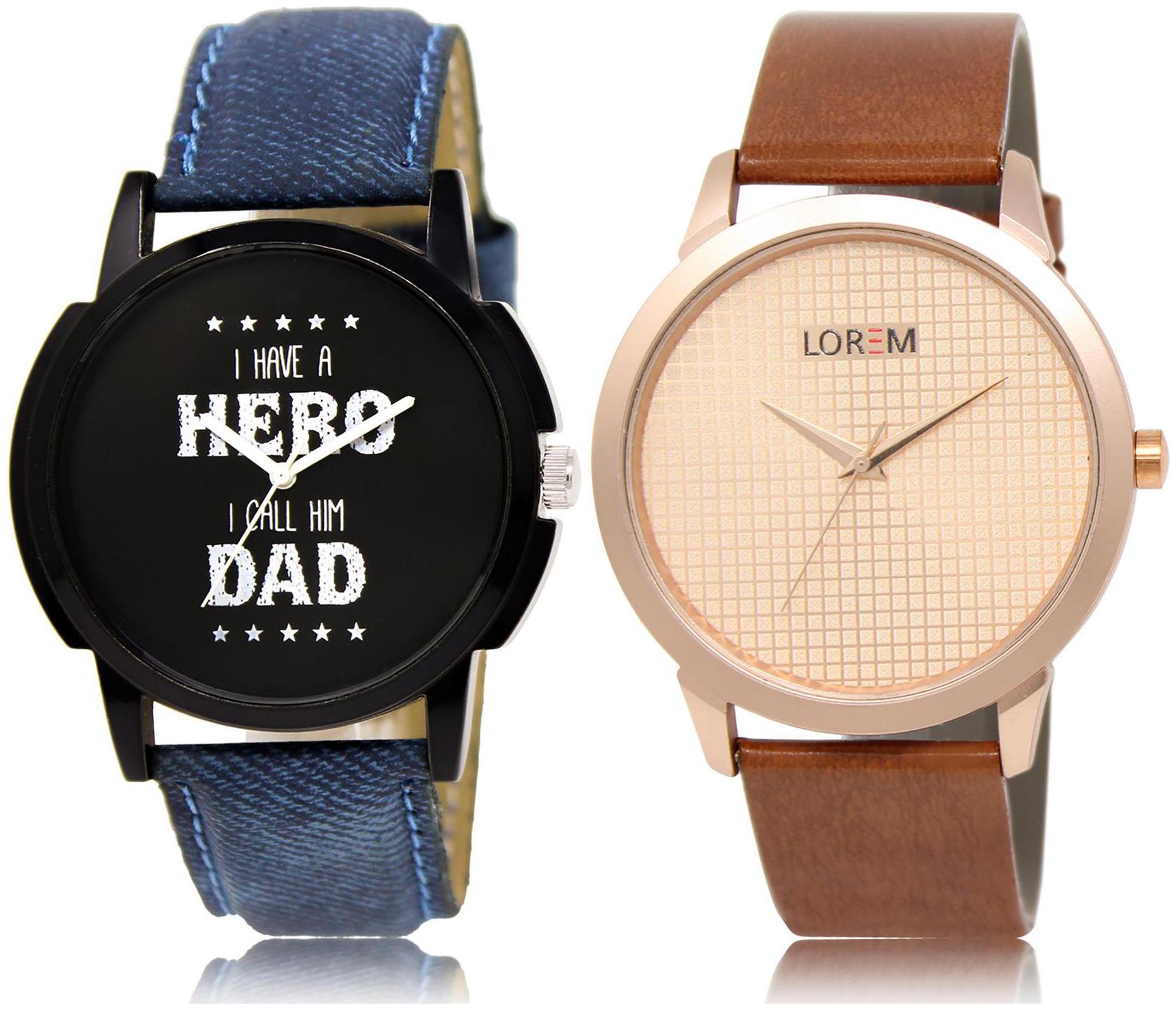 

LOREM LR7-34 Rose Gold Black Round Boy s Leather Wrist Watch