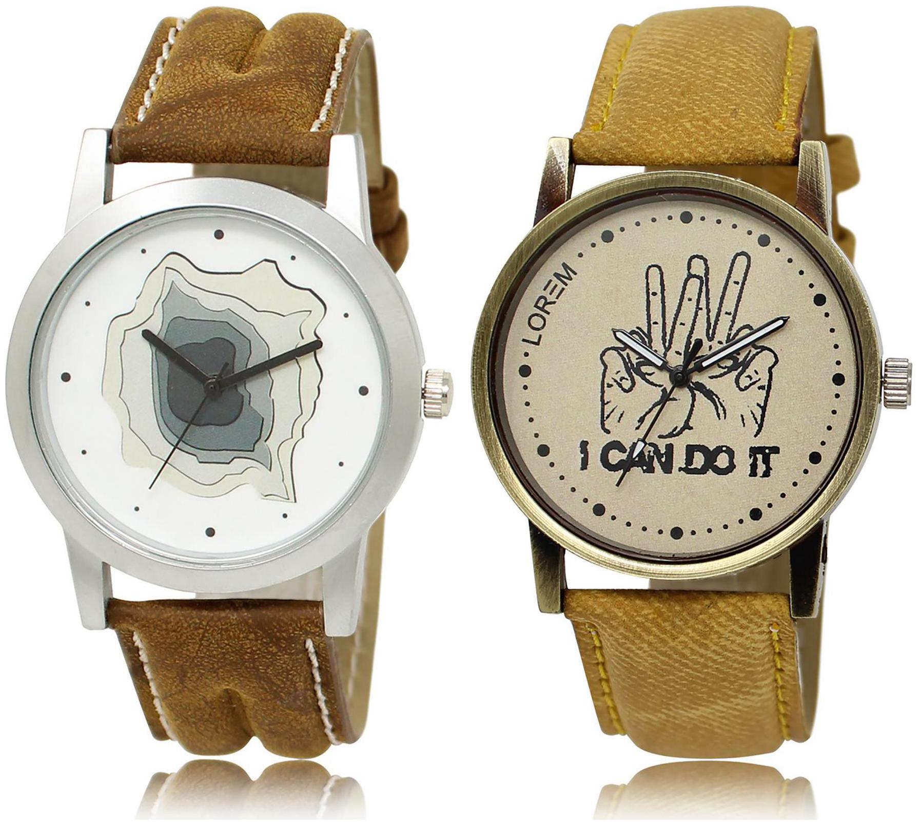 

LOREM LR9-30 Grey White Round Boy s Leather Wrist Watch