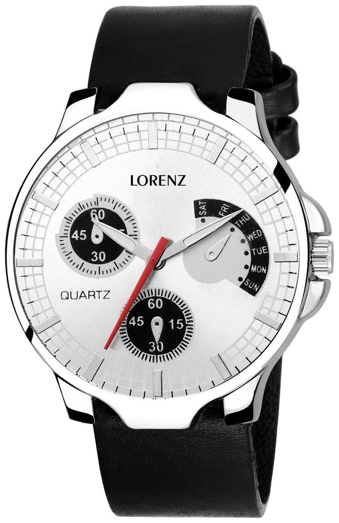 

Lorenz Black Leather Strap White Dial Men s Watch