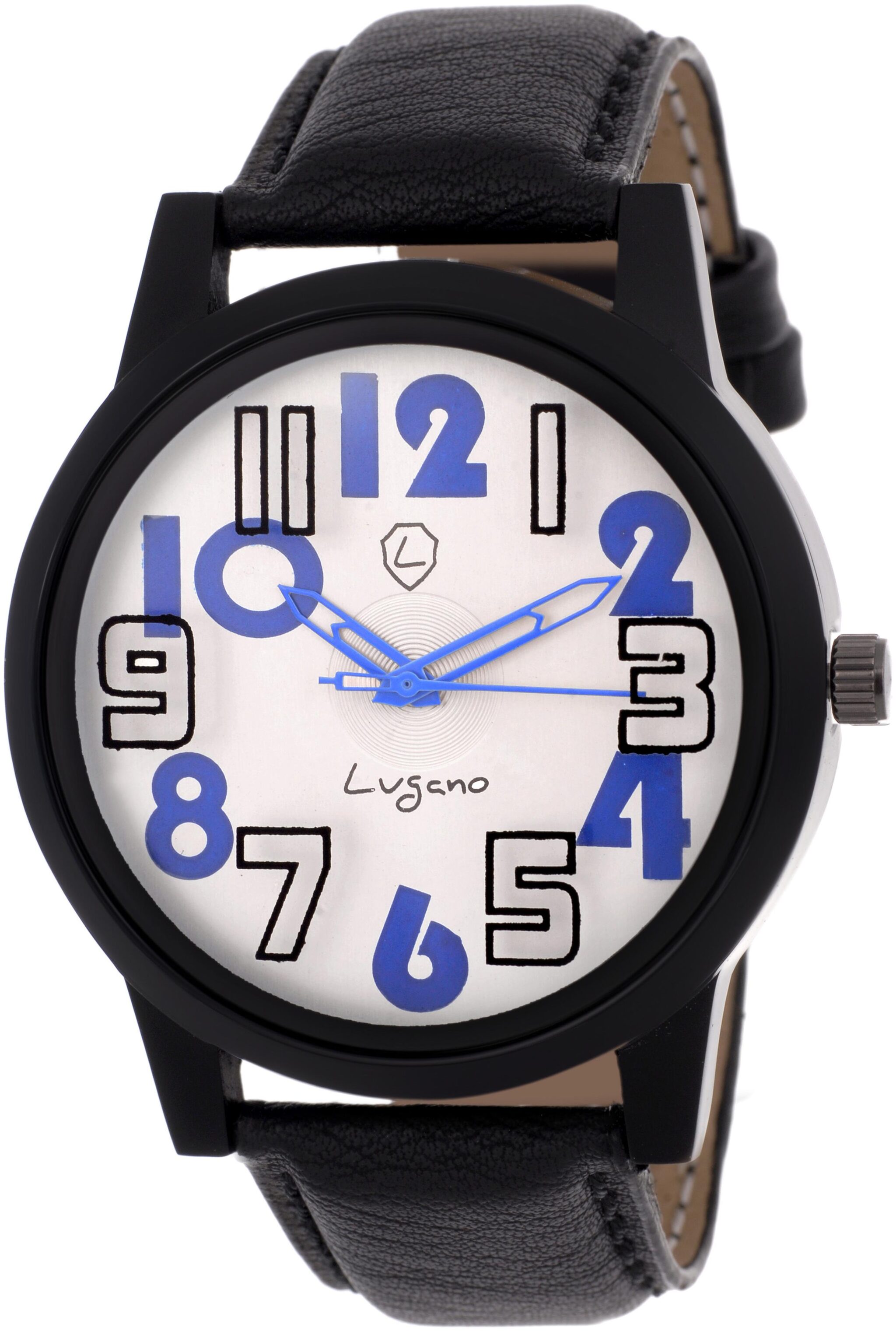 

Lugano LG 1105 Classic Blk Number Glass Blue Printed Silver Dial Analog Watch - For Men