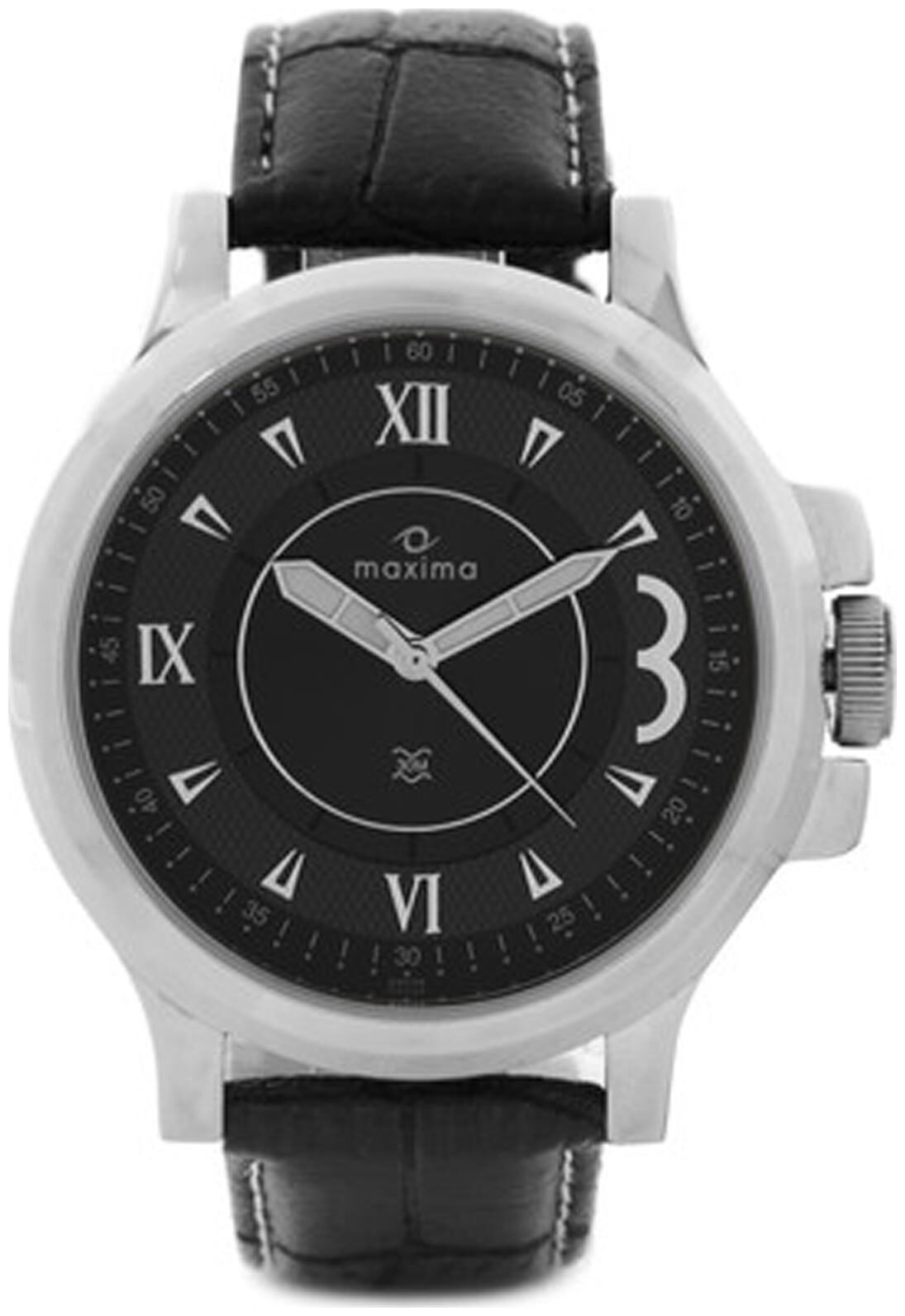 

Maxima Black Round Analog Watch-24035LMGI
