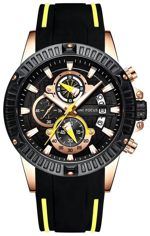 

Mini Focus Chronograph Analog Quartz Waterproof Silicone Rubber Strap Sport Men s Wristwatch -MF0244
