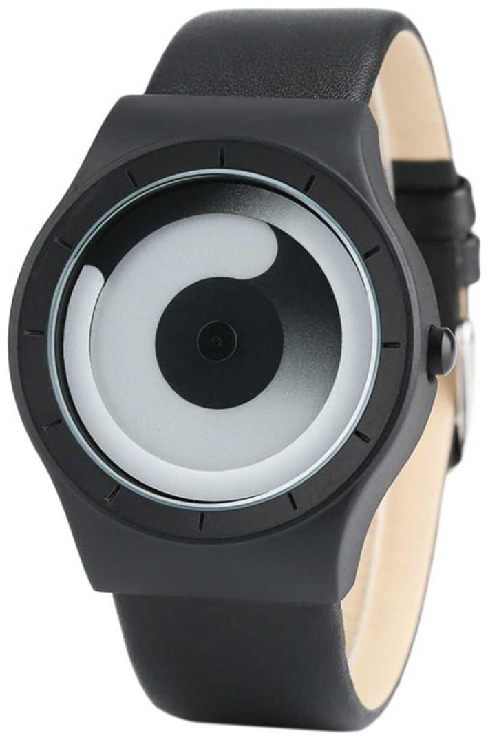 

Miss perfect Swift Movement Spinner Dial PU Belt Turnable Unique Analog Watch For Men