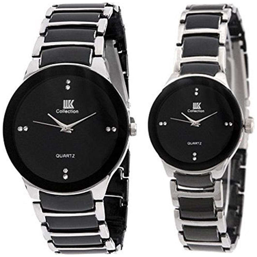 

Miss Perfect IIK Men Watch Sliver Couple Combo