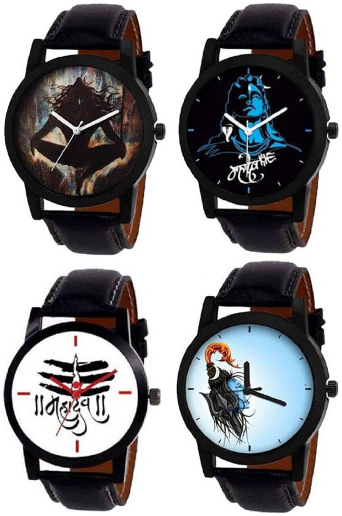 

MISSPERFECT Designer God s Lover Leather Belt Pack of 4 Men Watch - For Boys