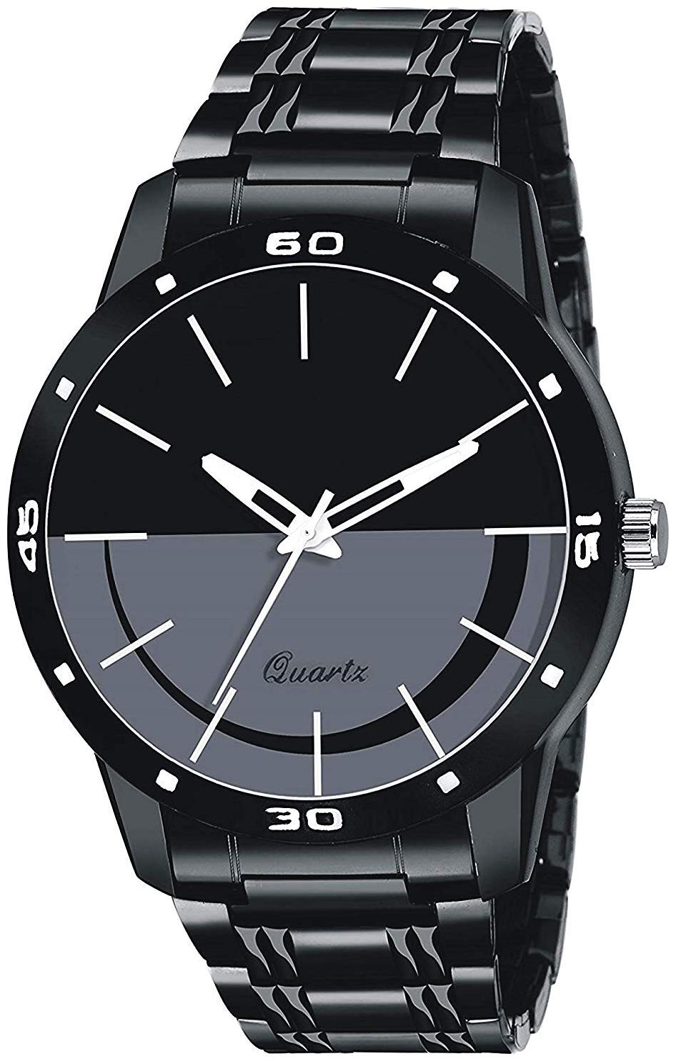 

NEW Arrival Black-Grey half-half dial White quartz black Metal belt sporty stylish watch for men s boys