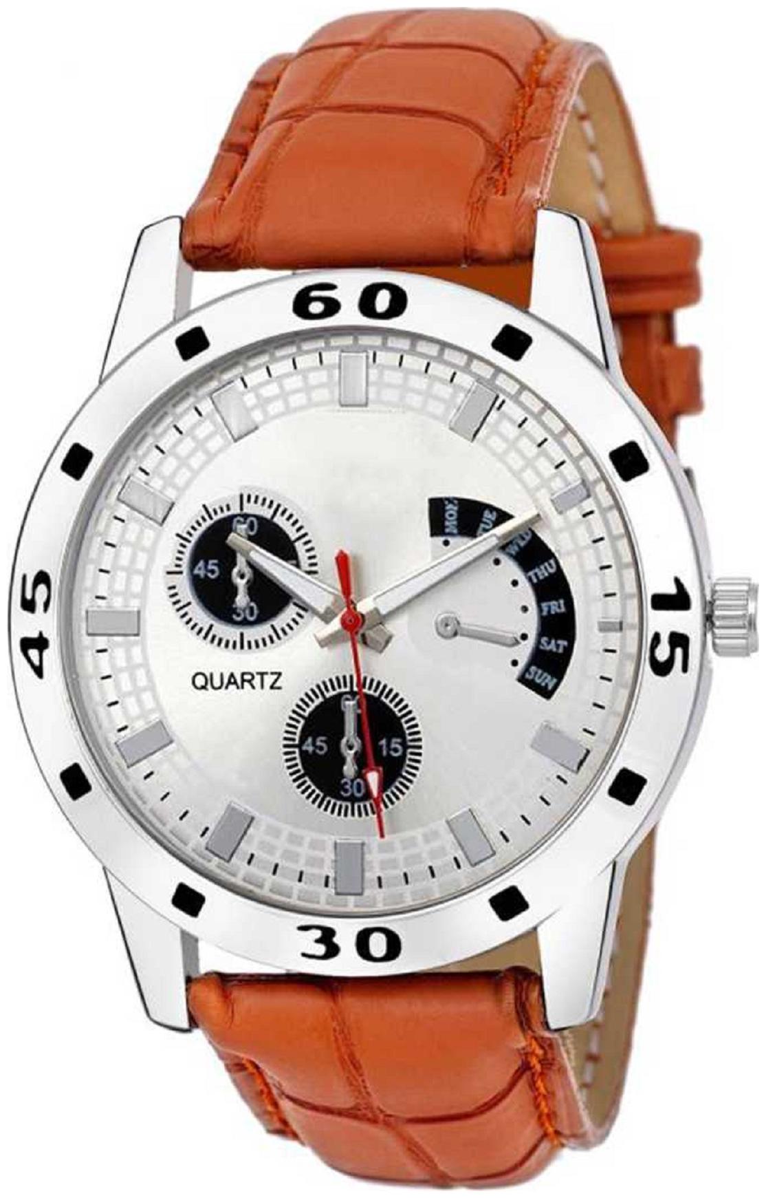 

New Design Cronograph Pattern Premium Brown Belt Analog Watch