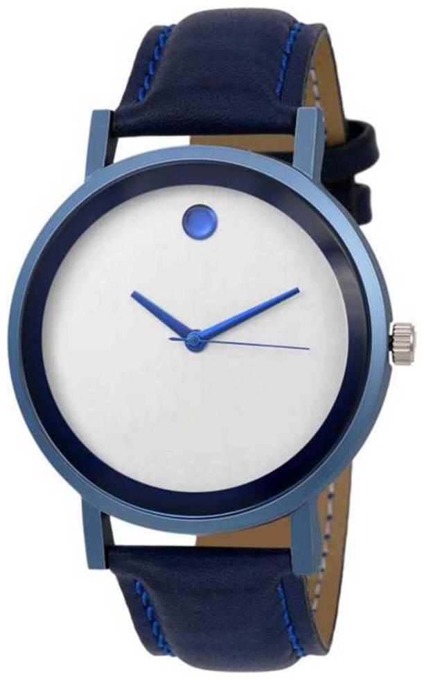 

New Simple Plain Blue Dial And Blue Leather Watch For MEn