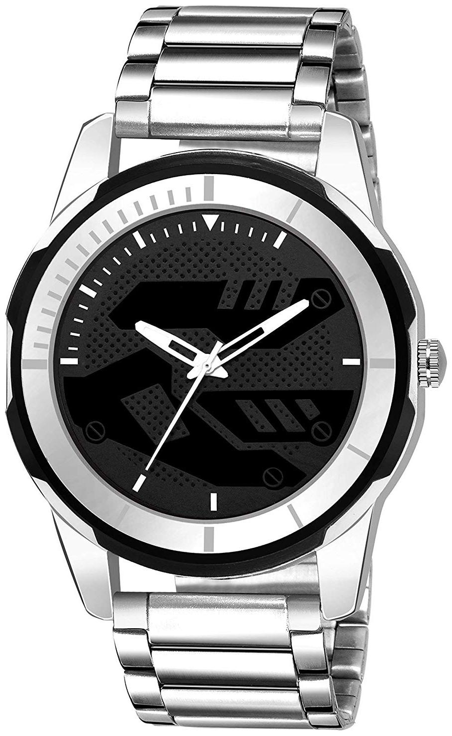

NEWMAN BLACK DIAL SILVER CHAIN BELT WATCH FOR MEN