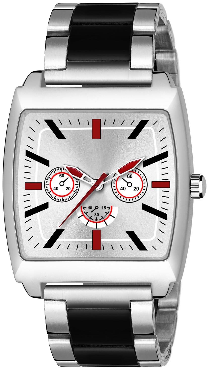 

NEWMAN SILVER SQUARE DIAL CHAIN BELT WATCH FOR MEN