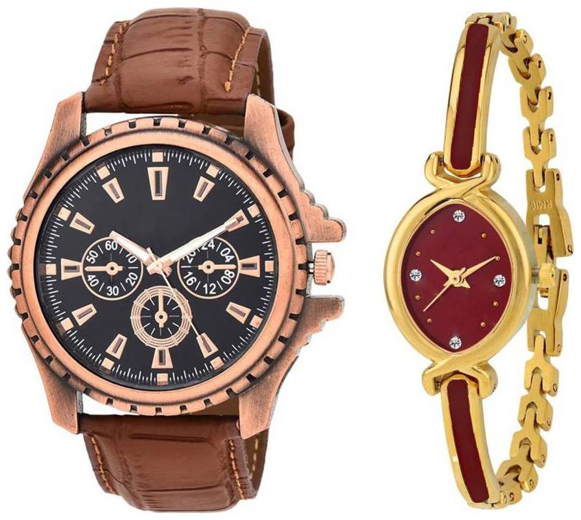 

Niyati Nx Aeviyobrown And Bracelate Pattern Golden Red Dial JEWELLERY Designer Watch For Girls Watch - For Women