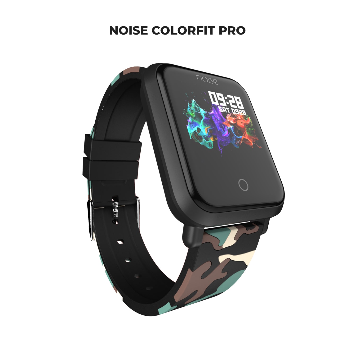 

Noise ColorFit Pro Smartwatch - Urban Camo Green Bluetooth Smart Band with Detachable Strap Wide Screen Waterproof Sports and Activity Tracker Camera and Music Control Features
