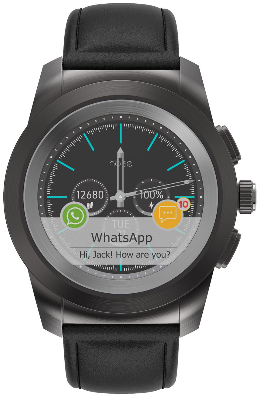 

Noise Fit Fusion Hybrid Smart Watch with Leather Strap (Black)