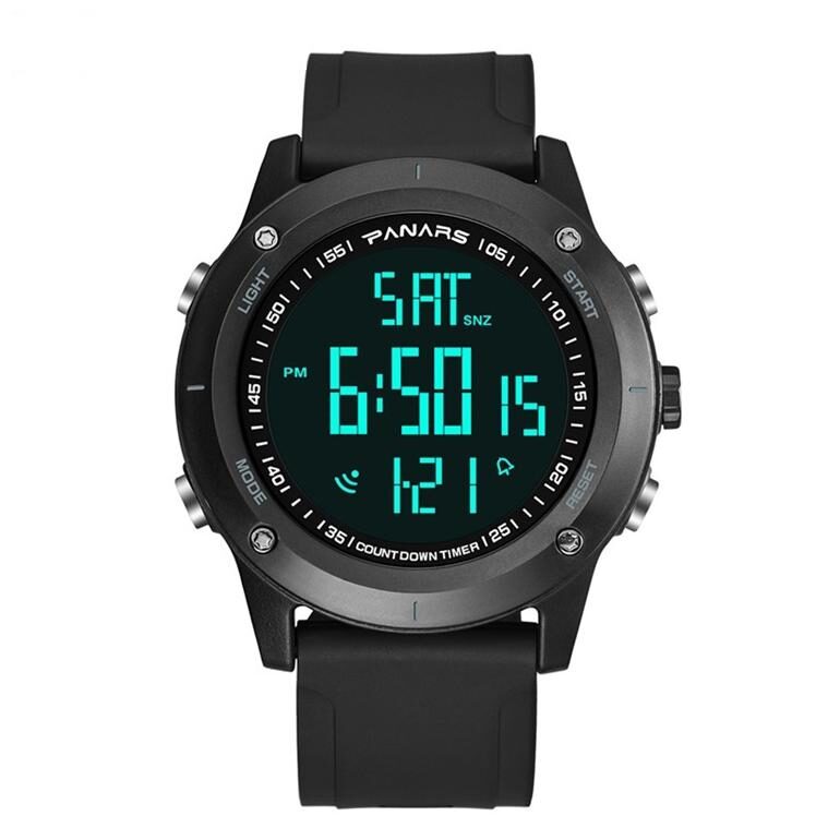 

PANARS Digital Quartz Movement Multifunctional Black Dial Black Strap Water Resistant Sports Unisex Watch - (8014)