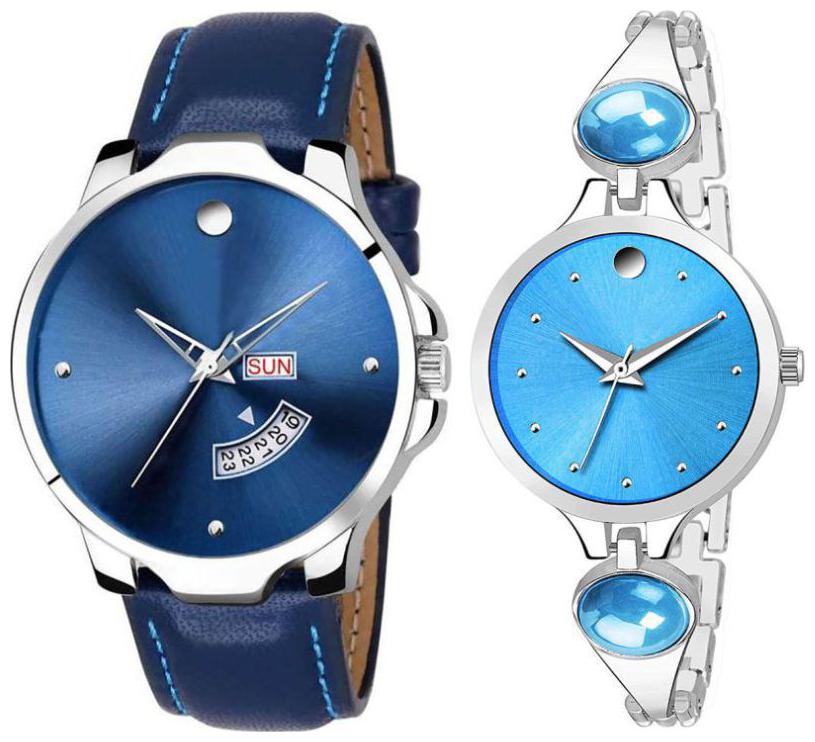 

Professional Stylish COUPLE watches SAME dial BLUE DAY DATE and ANALOG