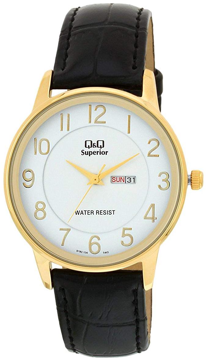 

Q Q Day and Date Analog Gold Dial Men s Watch - S192-104Y