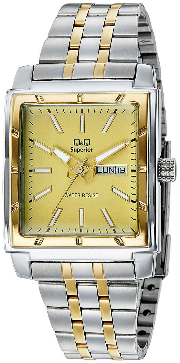 

Q Q Shogun Analog Gold Dial Men s Watch - S204-400Y