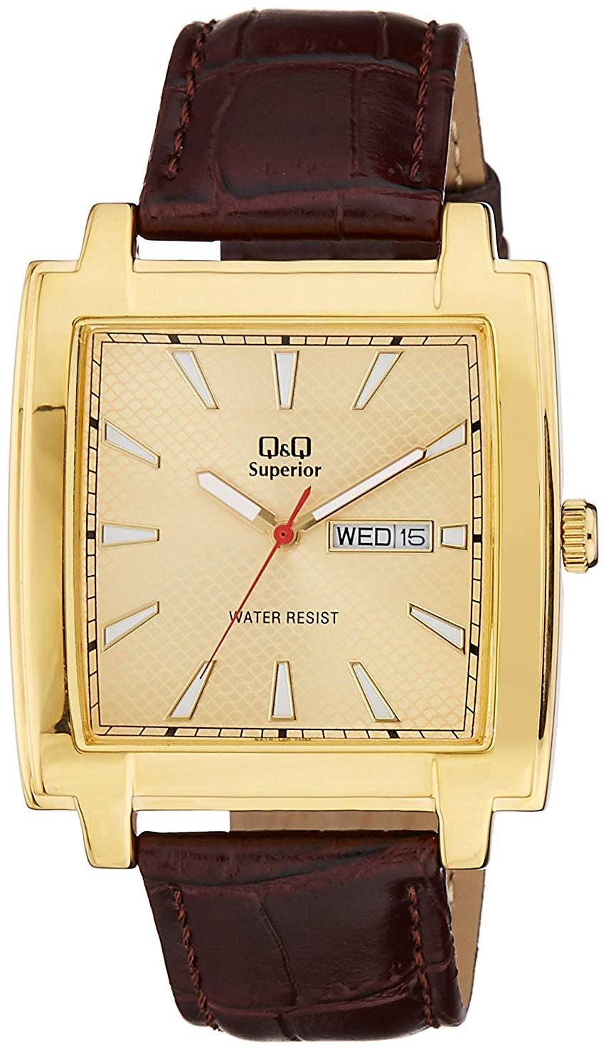 

Q Q Shogun Analog Gold Dial Men s Watch - S210-100Y