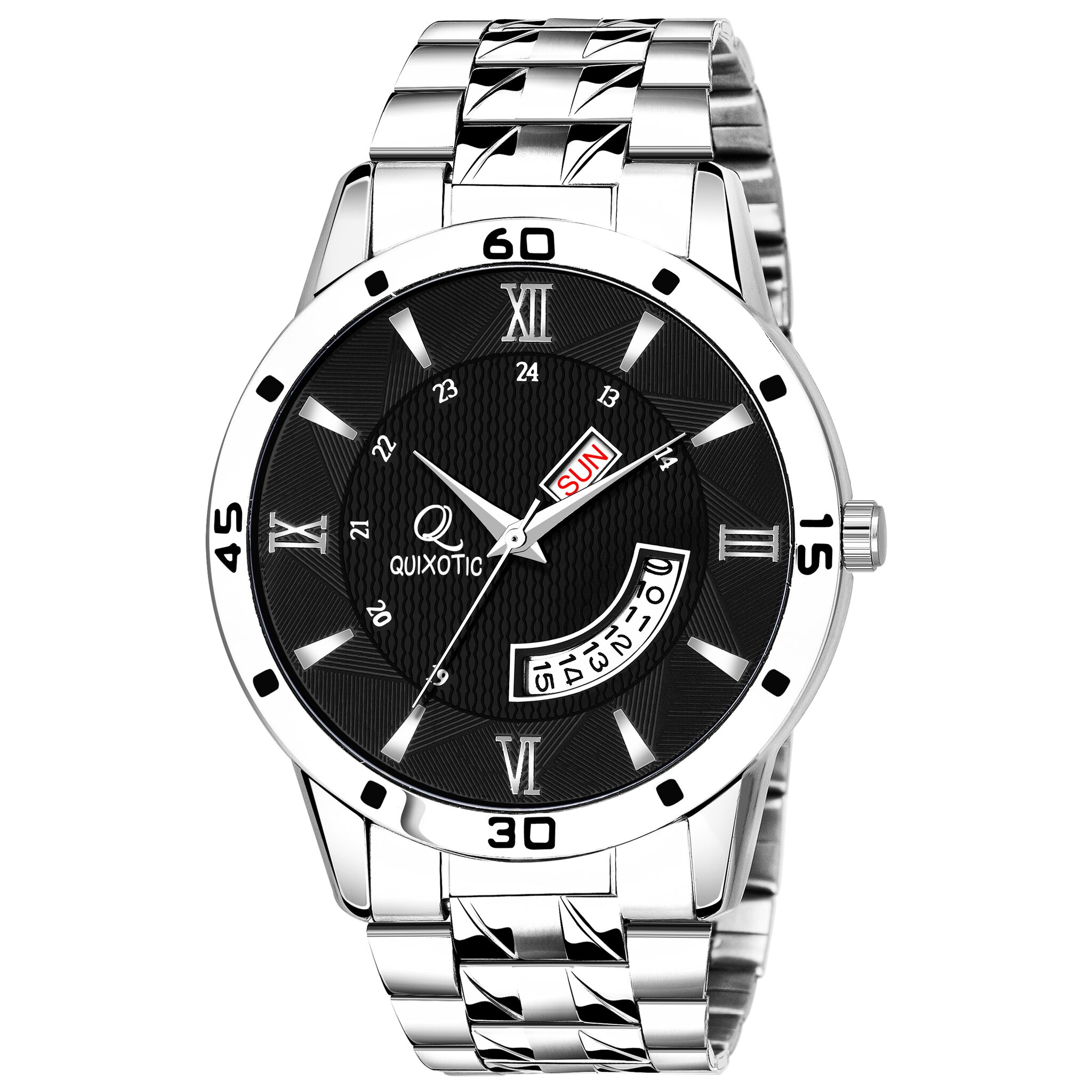 

Exquisite Black Dial Day Date Functioning Analog Wrist Watch - For Men Boys