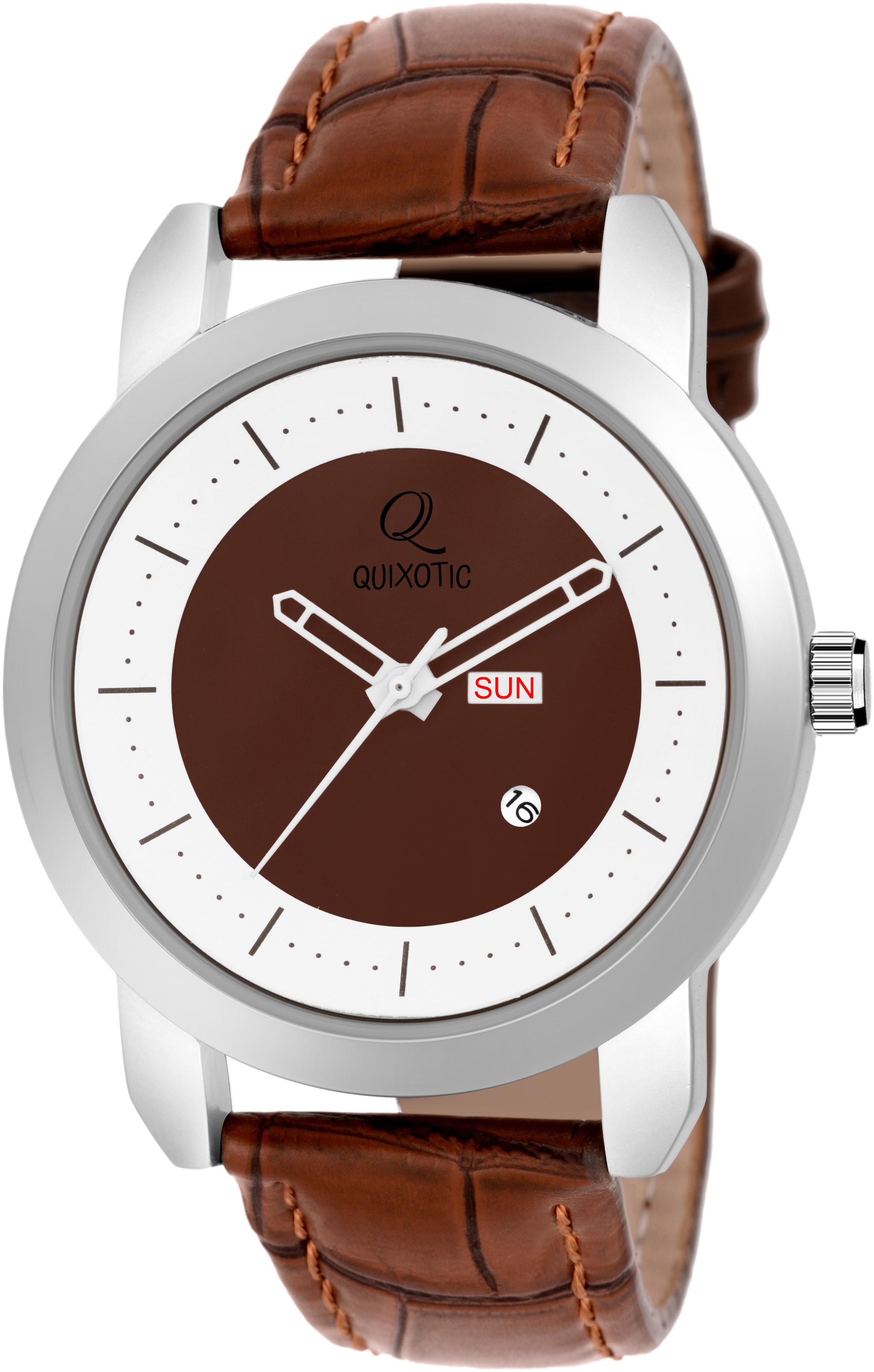 

QUIXOTIC Gentle Brown Day-Date Wrist Watch - For Men Boys