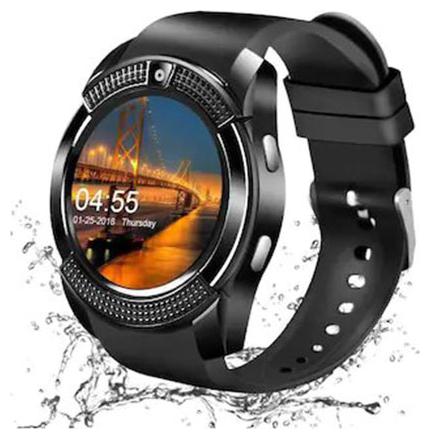 

RAKRISH V8 Bluetooth Smartwatch With Sim Tf Card Support With Apps Like Facebook And Whatsapp Touch Screen Multilanguage Android (Black)