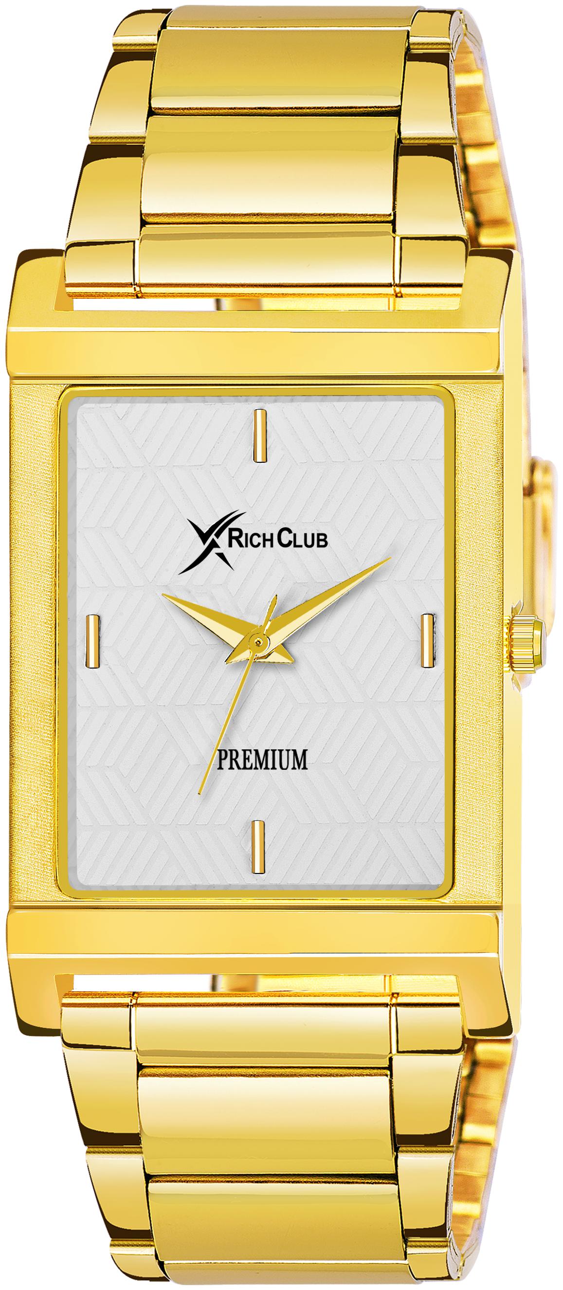 

Rich Club RC-5092 White Square Dial with Gold Plating Analogue Watch for Men and Boys