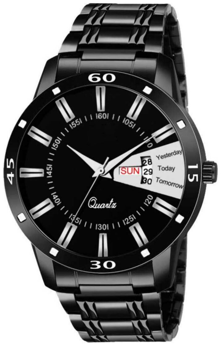 

RUSTET Analog Black Dial Day and Date Men s Watch 2080