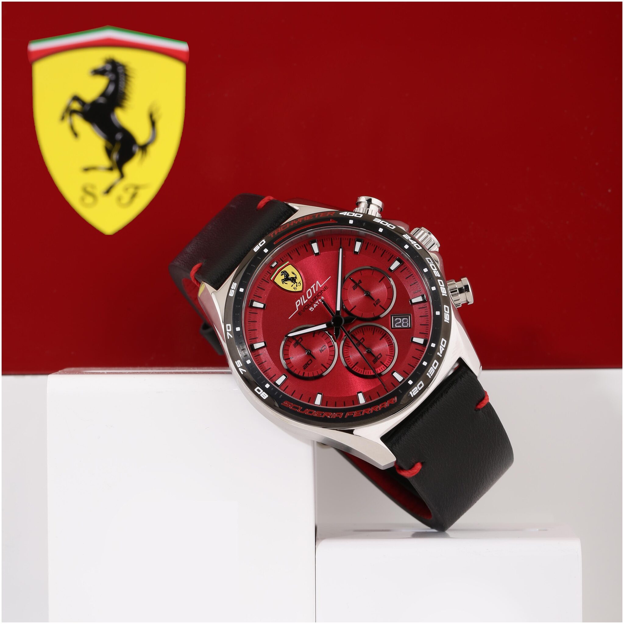 

Scuderia Ferrari Pilota Evo Chronograph Red Round Dial Men s Watch - 0830713