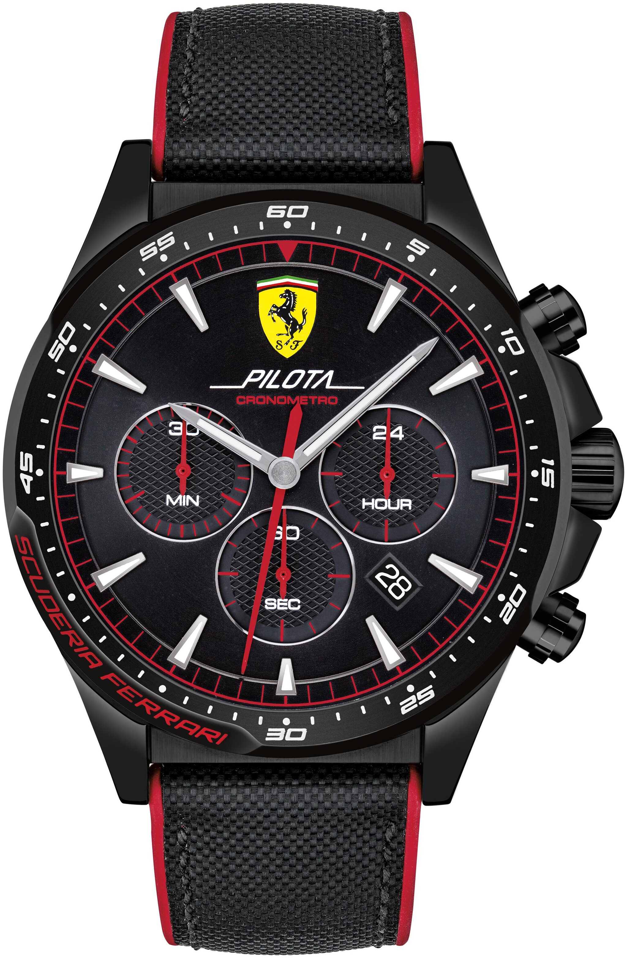 

Scuderia Ferrari Pilota Chronograph Black Colour Round Dial Men s Watch - 0830623