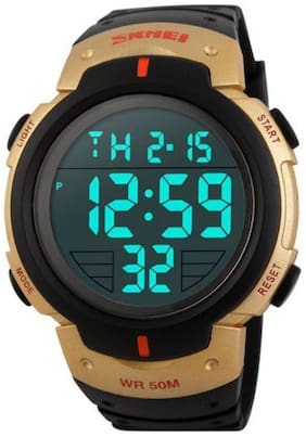 Skmei 1068 Golden Digital Stylish And Waterproof Wrist Watch For Men;Boys_rubber Strap