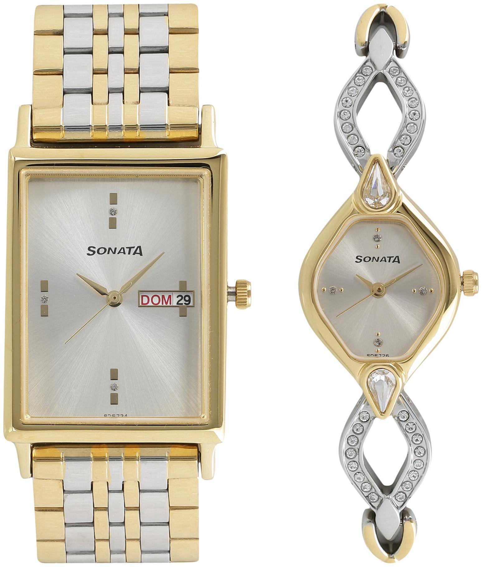 

Sonata Analog Pair Watches with Day Date Function