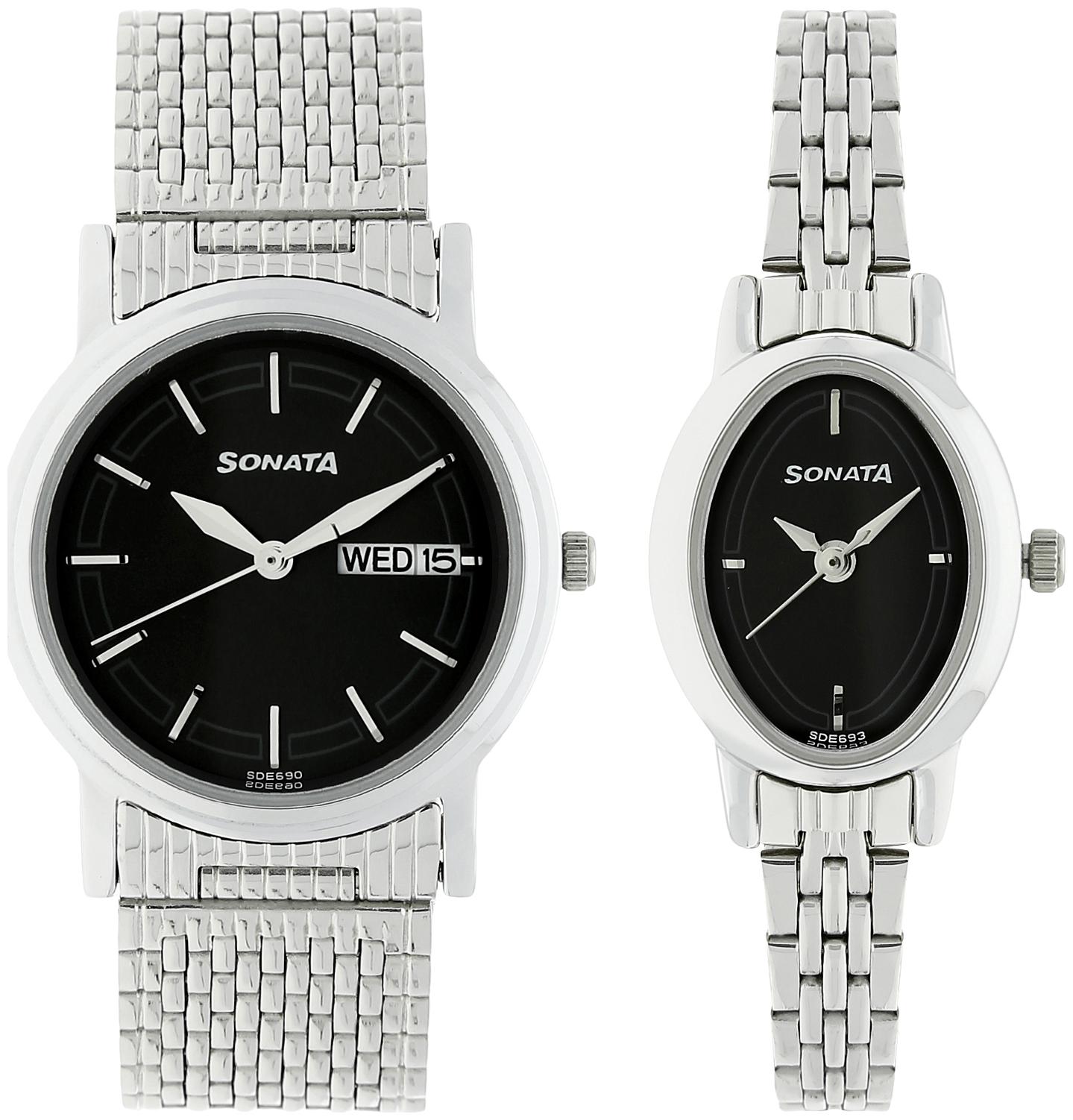 

Sonata Analog Pair Watches with Day Date Function