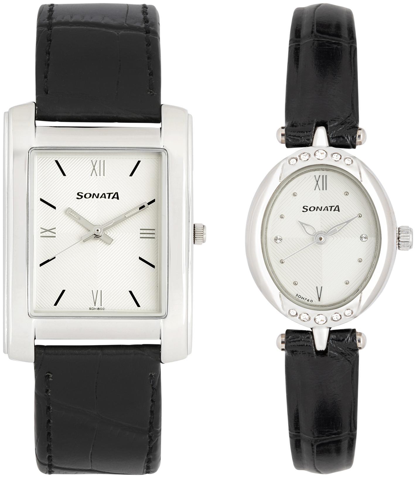 

Sonata White Dial Analog Pair Watches
