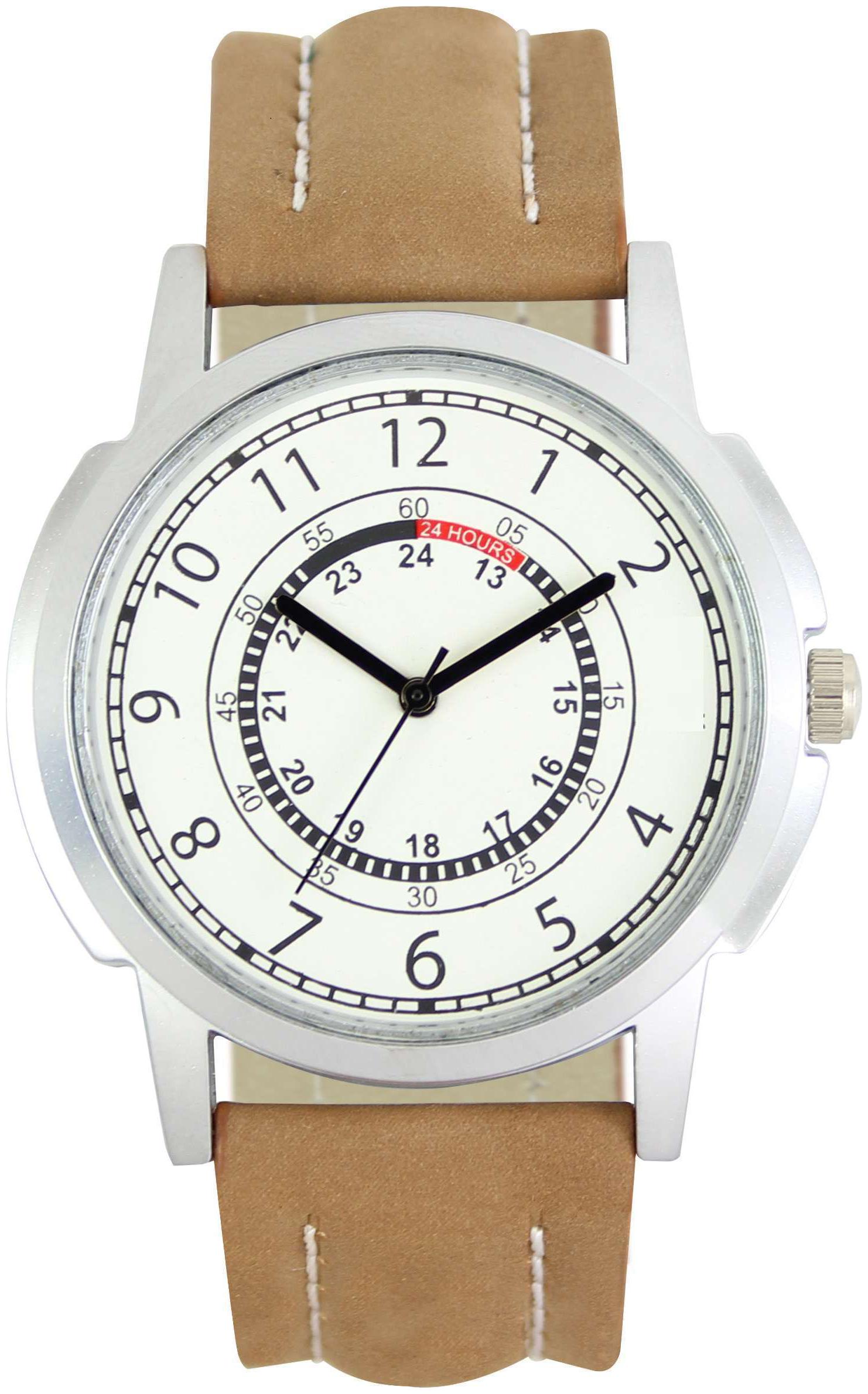 

The Shopoholic Analog White ound Dial light Brown Leather Belt Watches For Boys-Watches For Men Formal