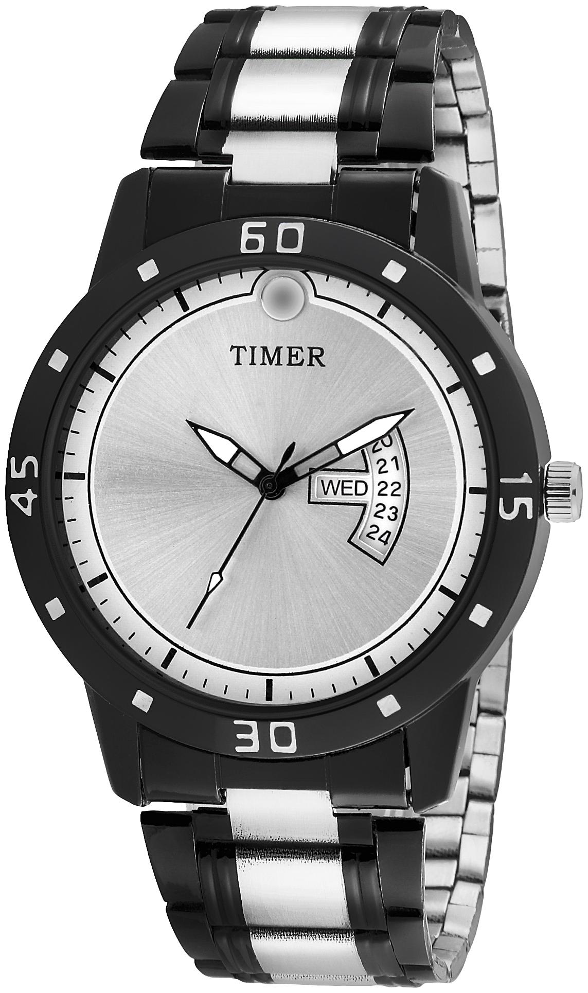 

TIMER DAY AND DATE BLACK PLATINUM ANALOGUE WATCH FOR BOYS AND MEN TC BP-003