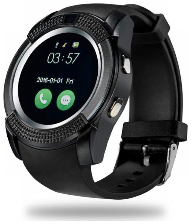 

V8 BLUETOOTH WITH SIM CARD TF CARD SUPPORT BLACK Smartwatch (Black Strap Regular)