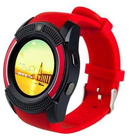 

V8 Watch Bluetooth Smart Wrist Watch Phone Compatible with samsung Galaxy J8 Red Display By TSV