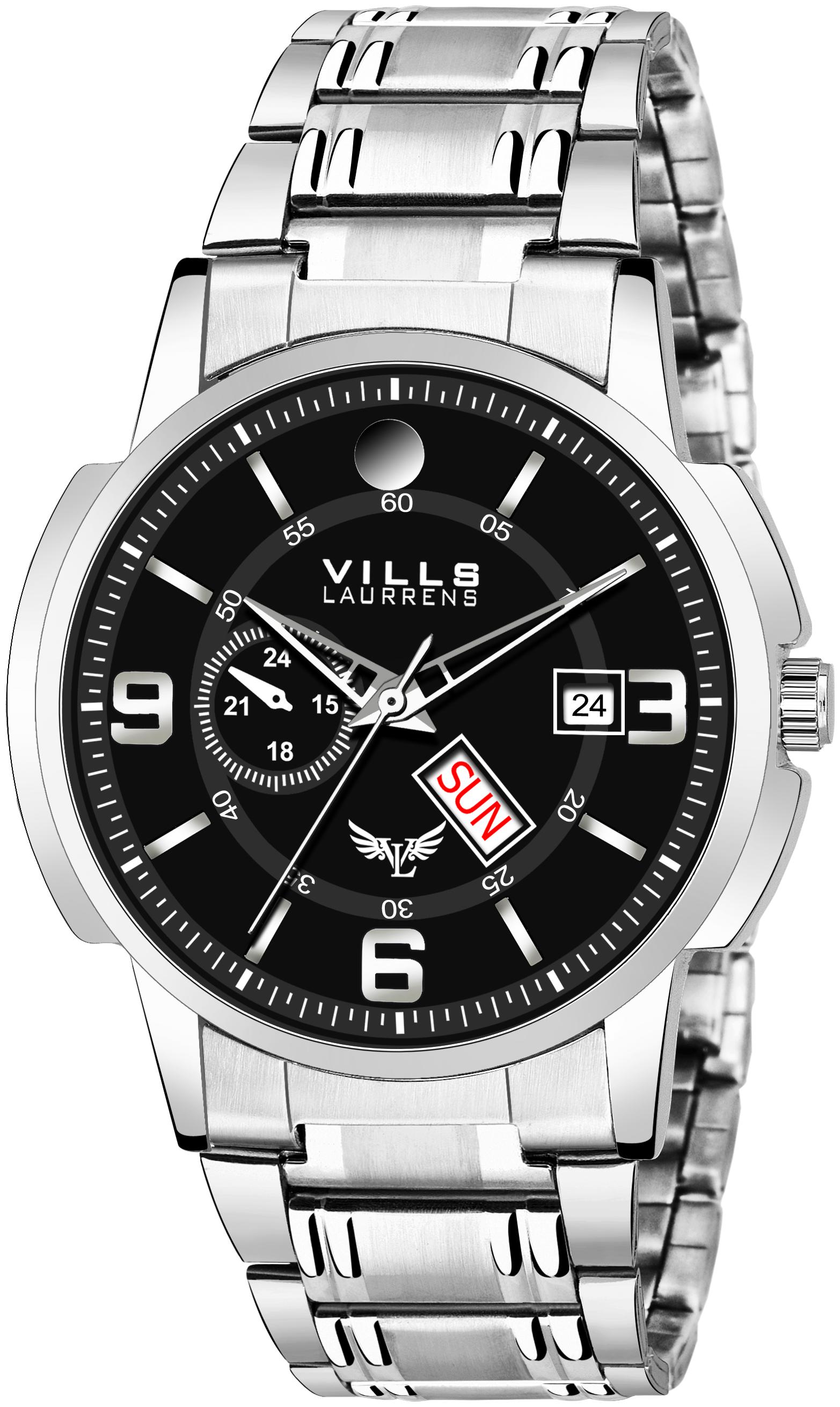 

Vills Laurrens VL-1190 Metallic Black Day and Date Men s Watch