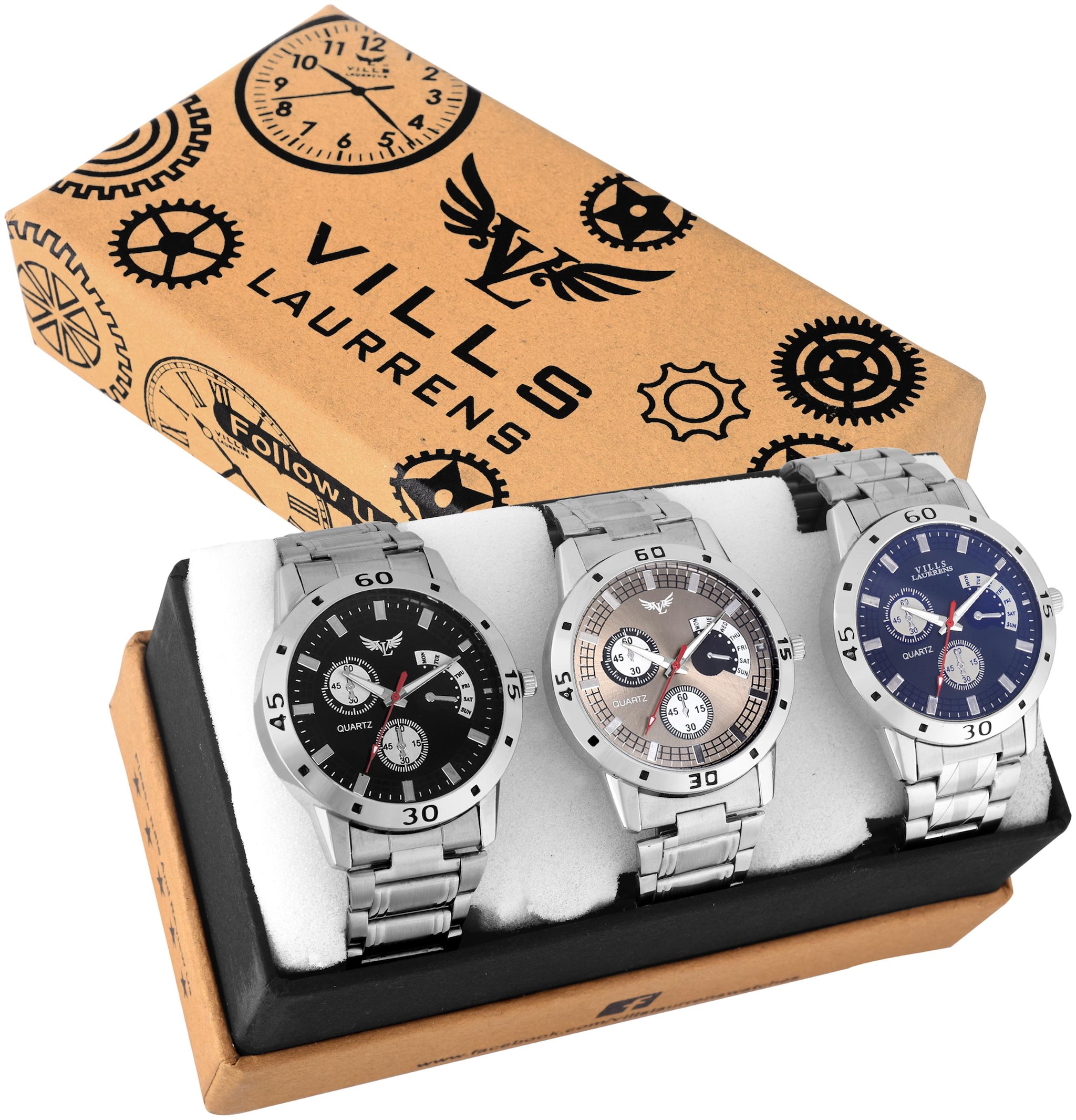 

Vills Laurrens VL-1149 1113 1189 Latest Combo of 3 Multi-Color Analogue Watches for Men and Boys